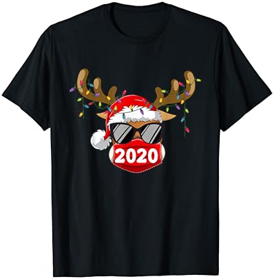 Reindeer With Face Mask Christmas 2020 Family Pajamas Xmas T-Shirt Reindeer With Face Mask Christmas 2020 Family Pajamas Xmas T-Shirt